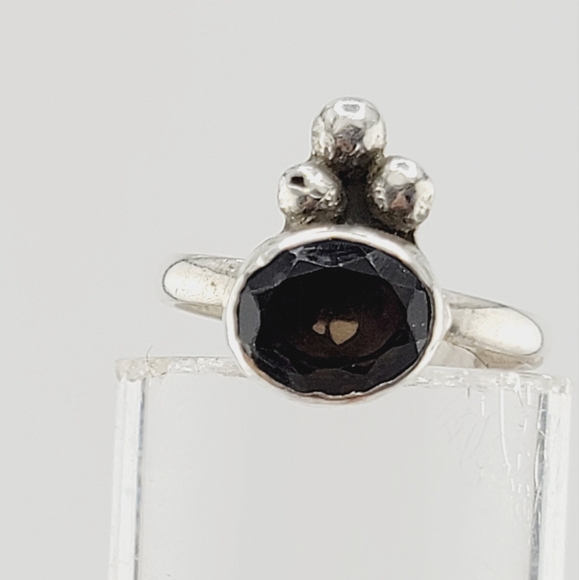 SMOKY QUARTZ CRYSTAL PRINCESS RING HANDMADE IN STERLING SILVER METAL 7.5 - Picture 8 of 8